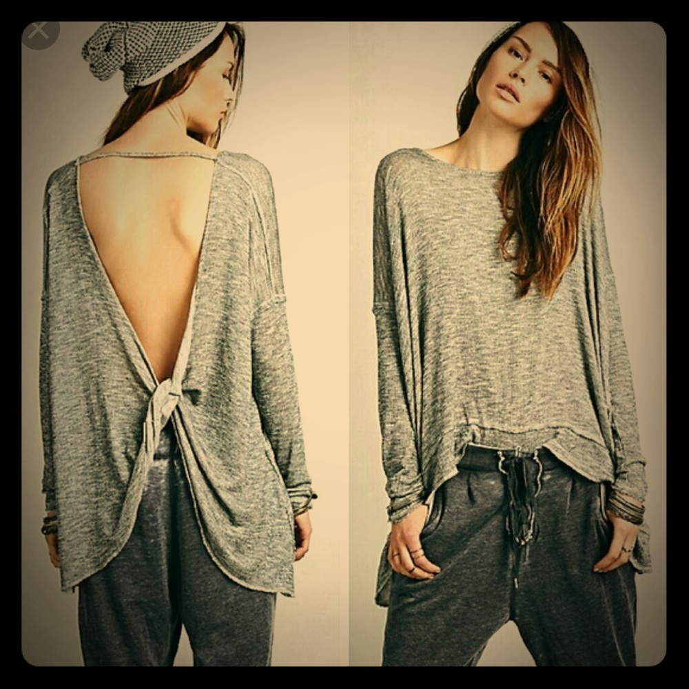 Free people open twist back sweater